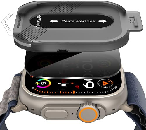 Diruite 2 Piezas Protector Pantalla para Apple Watch Ultra 3/2/1 49mm Cristal Templado Anti Spy,Anti-Raspado Protector Reloj para iWatch 49mm vidrio templado,Fácil de Instalar
