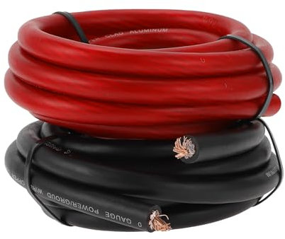 RATCHROLL 1 Pcs Universal Ground Wire Fully Insulated& Soft Touch Jacket 10FT Power Wire with Heat Shrink Tubes 1/0 GAUGE Black,Red CCA 12V