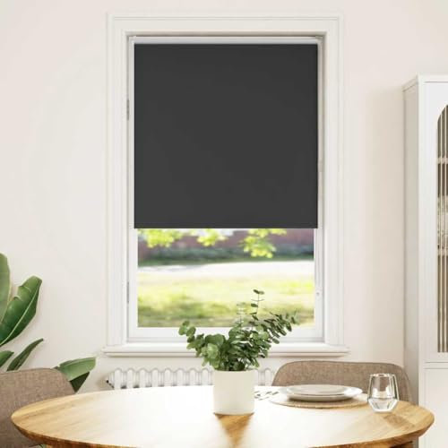 vidaXL Verdunkelungsrollo Schwarz 85x175 cm Stoffbreite 80,7 cm, Rollo, Klemmfix, Thermorollo, Verdunklungsrollo, Klemmrollo, Fensterrollo