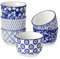 vancasso Ramequins Lot, 6 X 180 ML Ramequins et Moules à Soufflés en Porcelaine Bleu et Blanc, Ramequin Creme Brulee pour Muffin et Gâteau, Ramequin Pour à Crème, Sauce - Ø9 CM - Style Chinois