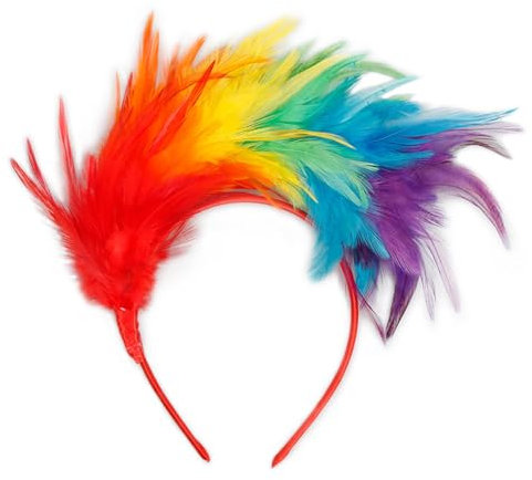 Diffaxy Bunt Feder Stirnband Fascinator Stirnbänder, Haarreif Karneval Feder Haarschmuck, Federstirnband für Damen, Mädchen Fasching Cosplay Haarband Karneval Party