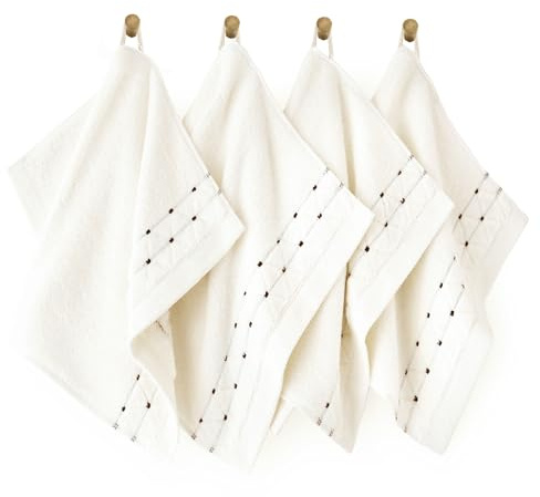 ZWOLTEX - Handtuchset 4 Stück 30x50 cm Oscar - Towels Set Ägyptische Baumwolle, Sauna Handtuch Sets, Handtücher, Badehandtuch, Hantücherset, Strandhandtuch, Badehandtuch - Ecru