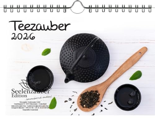 Teezauber DIN A5 Kalender für 2026 Tee - Geschenkset Inhalt: 1x Kalender, 1x Weihnachtsanhänger (insgesamt 2 Teile)