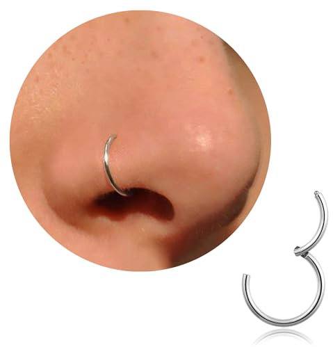 Nasenring Silber dünn Nasenpiercing Ring Titan für Damen Herren 20G Septum Tragus Conch Piercing Knorpel Ohrringe Lippenpiercing Nasen Piercing Ringe Schmuck 6mm/7mm/8mm/9mm/10mm(Silbern 20g, 9mm)
