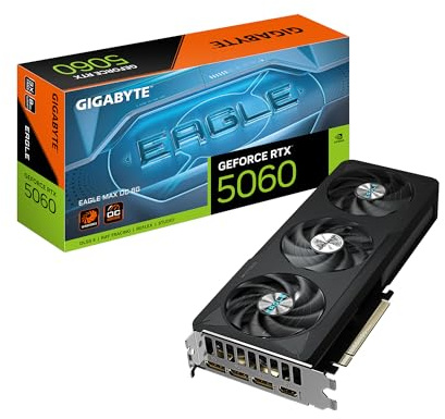 GIGABYTE GeForce RTX 5060 Eagle MAX OC 8G Graphics Card, 8GB 128-bit GDDR7, PCIe 5.0, WINDFORCE Cooling System, GV-N5060EAGLEMAX OC-8GD Video Card
