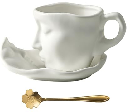 Romantico set di tazze da caffè in ceramica verde con piatto e cucchiaio, perfetto per San Valentino o matrimoni, grande capacità 260 ml, regalo unico per coppie