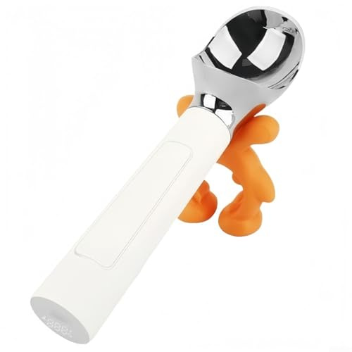 Electric Heated Ice Cream Scoop With Rechargeable Battery And LED Display, Grip Sensor Activated Heating For Smooth Scooping, Constructed From Zinc Alloy(White)