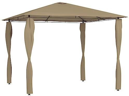 QJBSAVVA Gartenpavillon 3x3x2,6 m Taupe mit 160 g/m² Robustes Dach für Grill und Feste Stahlrahmen stabil und langlebig für Balkon Garten und Camping