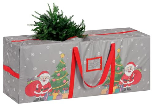 TaoQ C 9 Ft Christmas Tree Storage Bag, Waterproof Heavy Duty Oxford, Large Christmas Tree Bag with Handles and Sleek Zipper for Christmas Wreath Ornaments, Grey