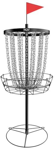 NQV PRO Disc Golf Basket,Portable Disc Golf Target with Heavy Duty 24 Chains, Suitable for Players of All Levels,Black