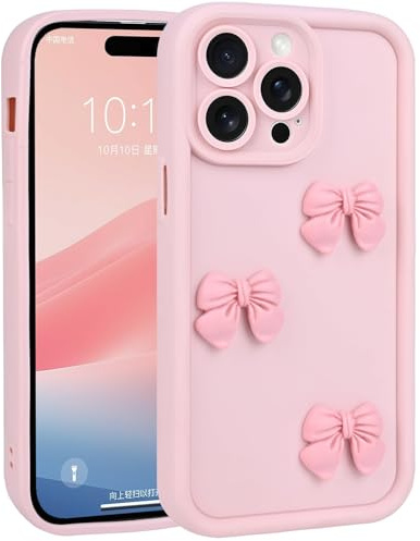 AMITOME Pink Bow Case for iPhone 11 Pro Max 6.5-inch,Cute Kawaii 3D Stylish Aesthetic Trendy Phone Case,Soft Silicone Matt Slim Shockproof Protective Cover for Womens Girls-Pink