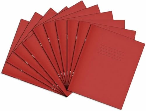 Rhino 8 x 6.5 Exercise Books, 48-Page / 15mm Lined Paper Notebook, 100-Pack, Writing Book, Office & School Stationery Supplies, Red