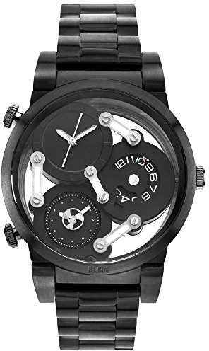 Storm Herren-Armbanduhr Tri-Mez Slate Edelstahl schwarz 3 Zeitzonen analog Quarz 47236/SL