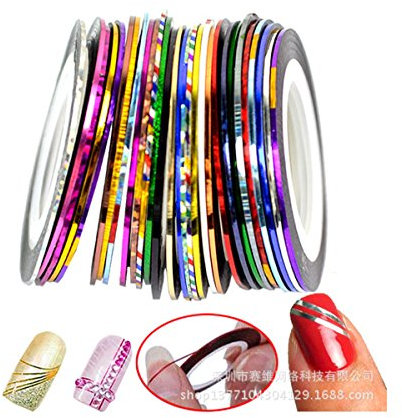 LyDia 12pcs Mixed Colours Pretty Rolls Striping Tape Line Nail Art Decoration Sticker