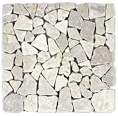 DIVERO 11 Fliesenmatten Naturstein Mosaikfliesen aus Marmor für Wand und Boden creme á 30 x 30 cm