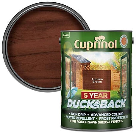 Cuprinol Ducksback 5 Year Waterproof for Sheds and Fences, 5 L - Autumn Brown