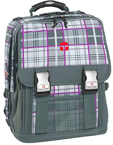 Take it Easy Actionbags Schulrucksack London 40 cm Kilt grau/lila