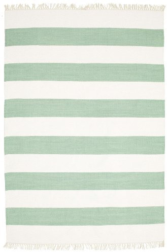 RugVista, Cotton Stripe, Teppich, Kurzflor Teppich, 160 x 230 cm, Rechteckiger, Moderner Kelim Teppich, Wolle, Flur, Schlafzimmer, Küche, Wohnzimmer, Mint, Hellrosa