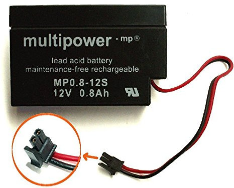 Multipower Lot de 6 batteries AGM au plomb (également familièrement avec batterie au plomb) 12 V 0,8 Ah Batterie de volet roulant avec fiche spéciale par exemple pour la maison et la maison –