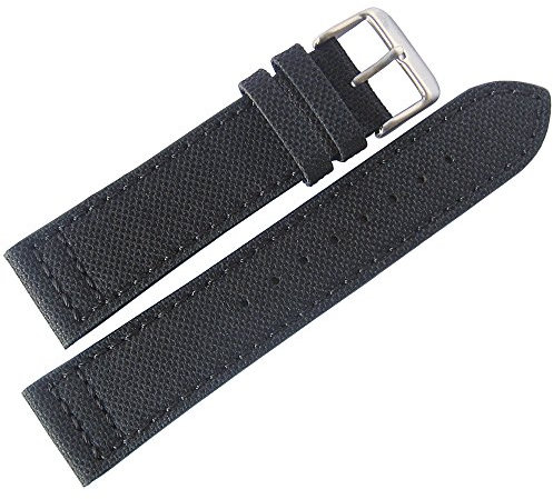Eulit Uhrenarmband aus Segeltuch, 22 mm, Schwarz Made in Germany