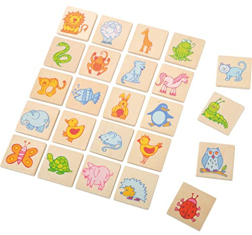 EDUPLAY 110269 Legespiel, Erkennungsschilder Tiere, Holz, 3,5 x 3,5 cm, Mehrfarbig, 24-teilig (1 Set)