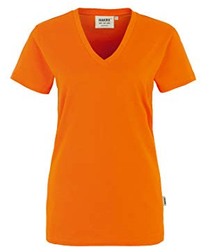 HAKRO Damen V-Shirt „Classic“ - 126 - orange - Größe: 3XL