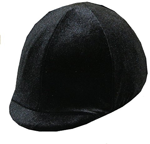 Black Velvet Equestrian Helmet Cover - Stretch Riding Accessory for English Helmets
