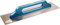 HAROMAC Schweizer Glättekelle Made in Germany, 500x130mm, gehärteter Stahl, Blauer Holzgriff, mit normalen Kanten, für großflächige Glättearbeiten, Reibebrett