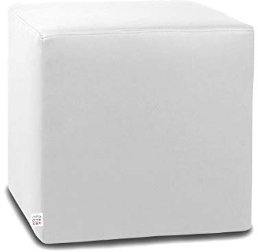 ARKETICOM Dado Pouf Poggiapiedi CUBO Ecopelle Sfoderabile Puff Bianco 42 cm
