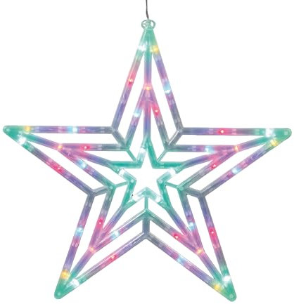 hellum LED Stern Weihnachten zum Aufhängen, Fensterdeko Weihnachten beleuchtet, bunte LED, 40 Lichter für innen, 3 m transparente Zuleitung, Deko 576108