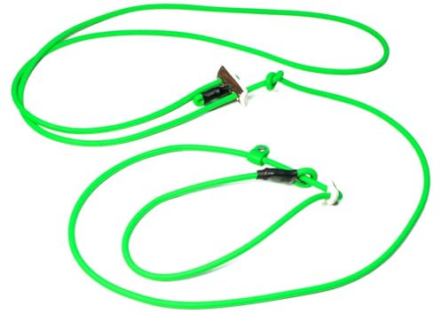 Mystique® Biothane Hunting Profi lautlos Umhängeleine 280cm Moxon mit Zugbegrenzung (6mm, neon grün)