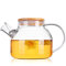 TAMUME 1000ML Théière en Verre Transparente avec Couvercle en Bambou et Acier Inoxydable Bobine de Filtre Cruche Verre Idéal pour Contenants de Thé aux Fruits et Théière en Fleurs