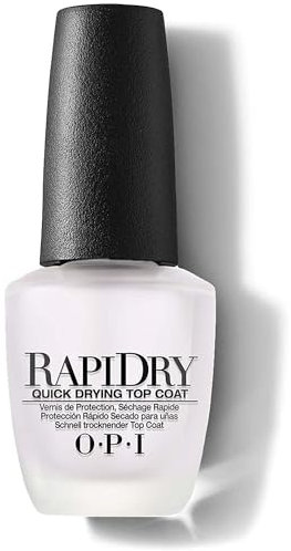 OPI RapiDry Top Coat – schnelltrocknender Überlack mit Hochglanz-Finish – verlängert die Haltbarkeit von Nagellack – mit extra breitem ProWide Pinsel für einen perfekten Auftrag