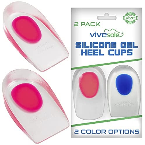 ViveSole Silicone Gel Heel Cups - Shoe Inserts for Plantar Fasciitis, Sore Heel Pain, Bone Spur & Achilles Pain - Pad & Shock Absorbing Support (UK Women's (7-11.5))