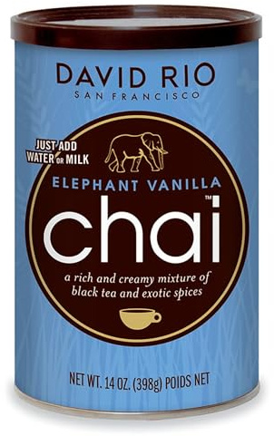 David Rio Chai Mix, Elephant Vanilla, 14 Ounce / 398g - instantánea té Chai, 1 unidad