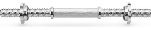Gymtek - Kurzhantelstange, Länge 35-45cm, Ø 24mm (+/-2mm), 2 Sternverschlüsse Griff gerändelt Hantelstange Kurzhantel Hantelgriffe für Gewichte Hantelscheiben Dumbbells - Schwarz oder Silber