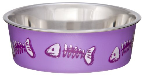 Bella Bowl Fish Bowl, X-Small - Stainless Steel Pet Food Bowl With Non Slip Rubber Bottom - Suitable For Dogs And Cats - Bacteria Resitant And Dishwasher Safe - Purple