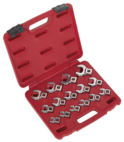Sealey Ak59891 Crow'S Foot Open End Spanner Set 15Pc 3/8Sq Drive Metric