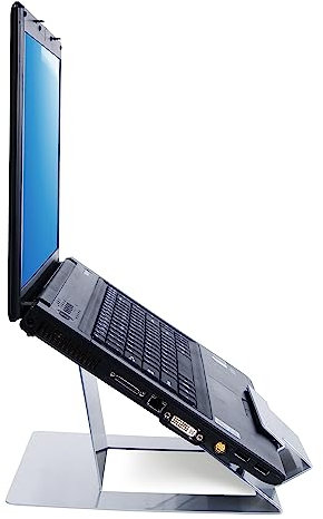 Dataflex Addit Notebookständer - Verstellbar 388 Silber, Tragbarer Laptop-Ständer, Verstellbare Höhe, Klappmechanismus, Geeignet für Laptops bis zu 18, Inklusive Schutzhülle und Mauspad