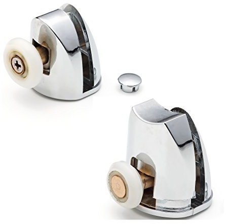 ShowerPart Single Top and Bottom Shower Door Roller/Wheel/Runner SS1, Diameter 18-22mm, Wheels Thickness 5.5-6mm, Chromed Plastic Cover, Shower Door Replacement Parts, 4X