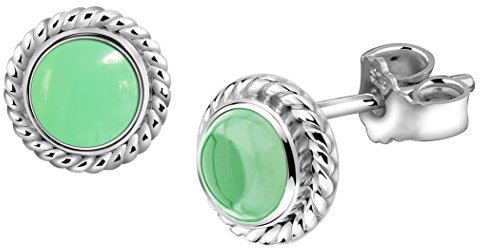 Nenalina Ohrstecker 925 Silber Damen Ohrringe rund mit Geburtsstein Achat grün für Frauen und Mädchen