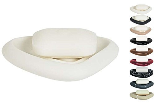 Spirella Seifenschale Steinoptik dekorative Badausstattung Seifenablage Etna Maße: 15 x 11 x 3 cm - Weiß