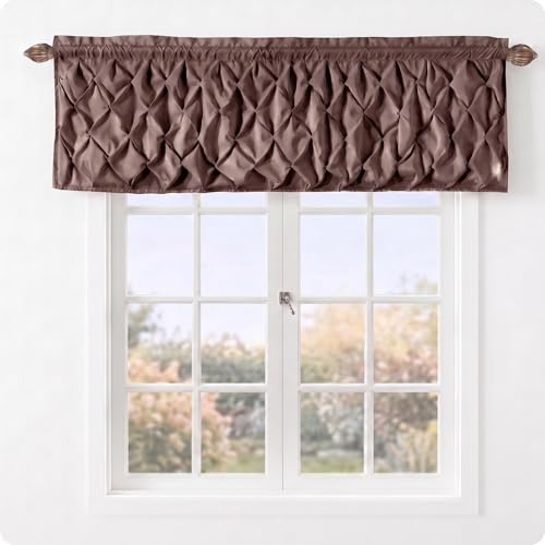 VCNY Home Pintuck Valance Curtain, Rod Pocket, Carmen Chocolate, 60 x 20 in