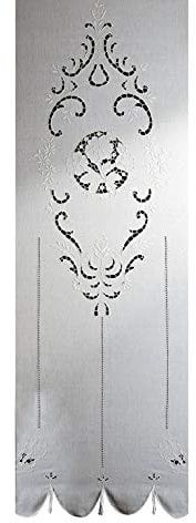 Tuch Vorhang bestickt Hand Belle Epoque Made in Italy Halbleinen verschiedenen Abmessungen 260x300cm Bianco