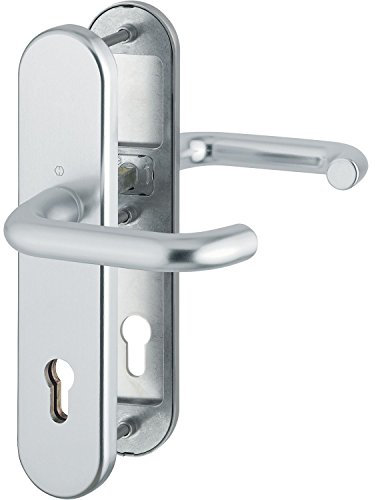 HOPPE 2x Sicherheits-Drückergarnitur PARIS - auf Langschild Profilzylinder Entfernung 88mm,SST 8,5,ohne Kernziehschutz,für Türstärke 67-72mm,silber eloxiert, Doppelpack