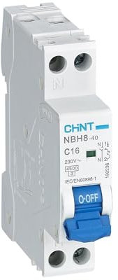 CHINT 70017 NBH8-INTERRUTTORE MAGNETOTERMICO 1P+N 16A CURVA C 4, 5KA 1MOD 190236