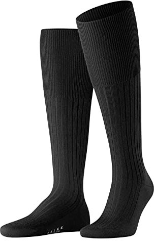 FALKE Herren Kniestrümpfe Bristol Pure M Kh Wolle lang einfarbig 1 Paar, Schwarz Black 3000, 43-44