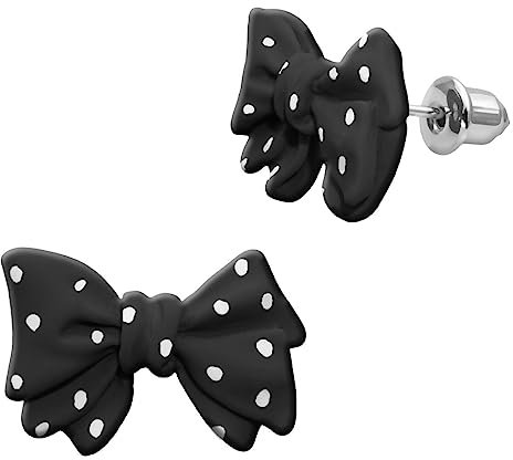 Soul-Cats Ohrstecker Schleife Schleifenohrringe Ohrringe Retro Rockabilly Gothic, Farbe: Schwarz