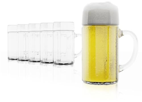 Ecken Lot de 6 steins à bière en verre 1 l