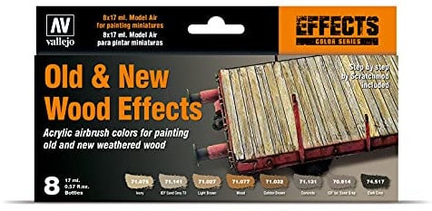 Vallejo 71187 Model Air - Colores Acrílicos, Efectos Madera Nueva y Vieja, 18 ml, 8 uds